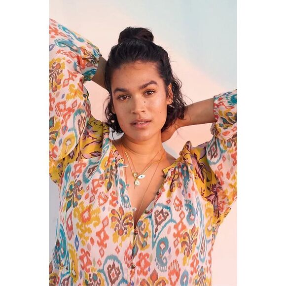 Anthropologie Maureen Babydoll Tunic Paisley Viscose Top Size XS $118 - Picture 3 of 12